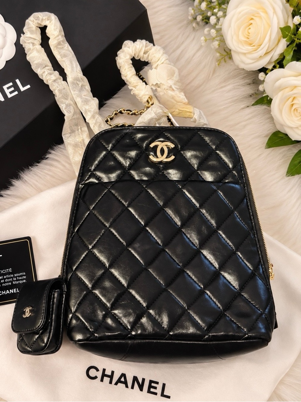 Black Quilted Designer-Style Shoulder Bag – Gifted, No Box or Dust Bag